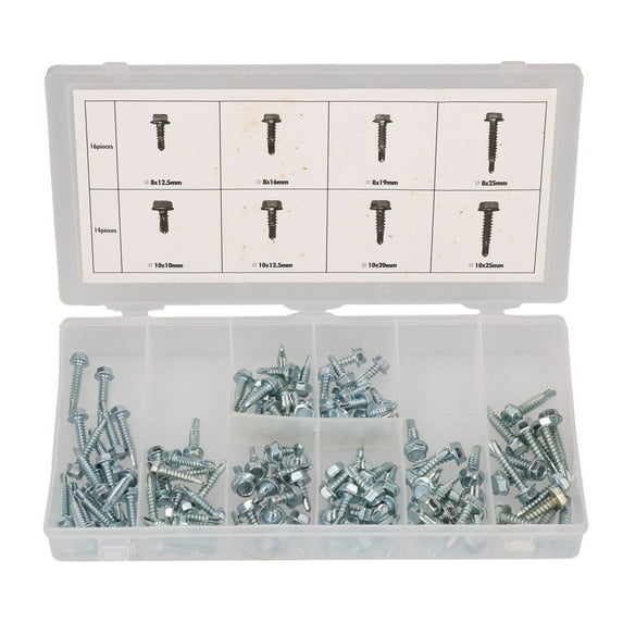 120pc Hexagonal Hex Head Self Drilling Tapping Screws Assortment Set Metric