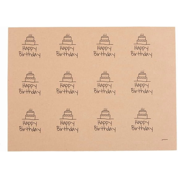 120pc Self-Adhesive Kraft Paper Gift Tag Stickers for Presents Packaging Bags Word Happy Birthday BurlyWood Sticker: 30mm 1 Sticker/pc DIY
