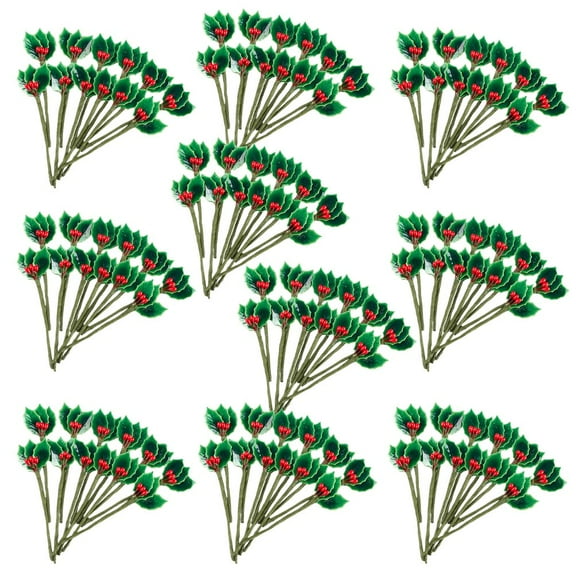 120pc Tiny Lacquered Holly Leaf Pick Set - for Winter Decor and DIYs - Factory Direct Craft