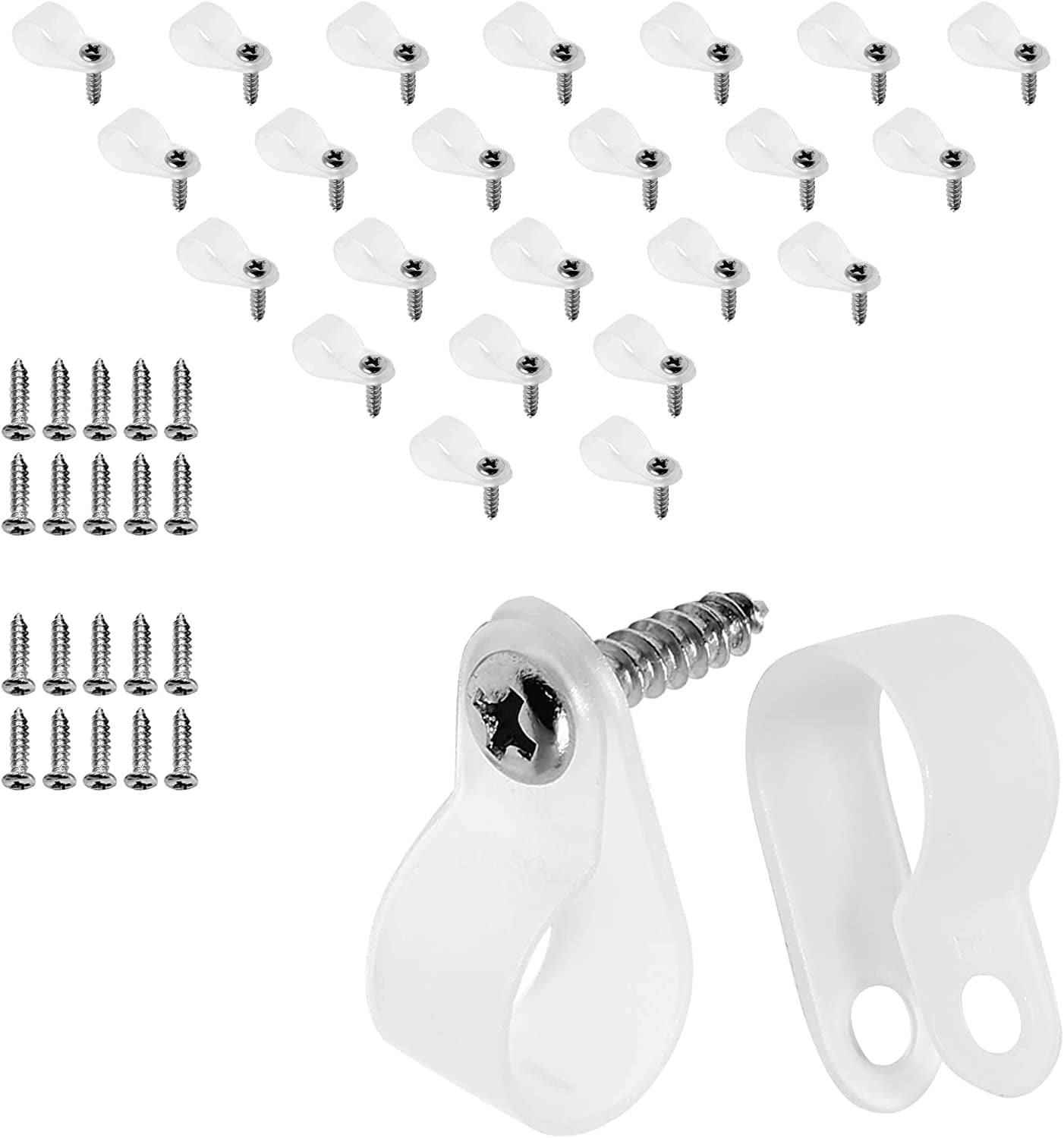 120pcs 1/2 Inch R-Type Cable Clamps, Nylon Wire Cable Clips with M4 ...