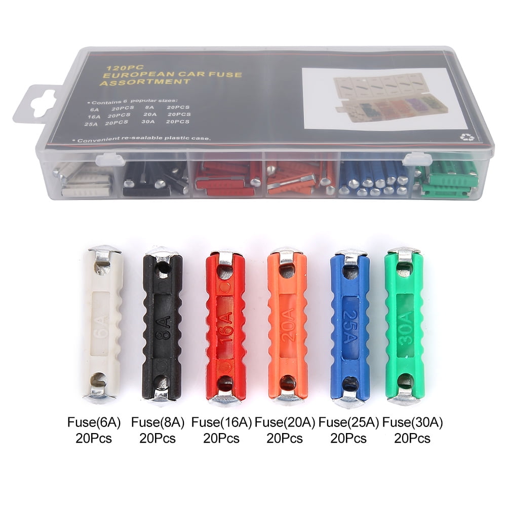 120pcs 1 Box Car Boat Truck Fuse Set Box Assortment 6A 8A 16A 20A 25A ...