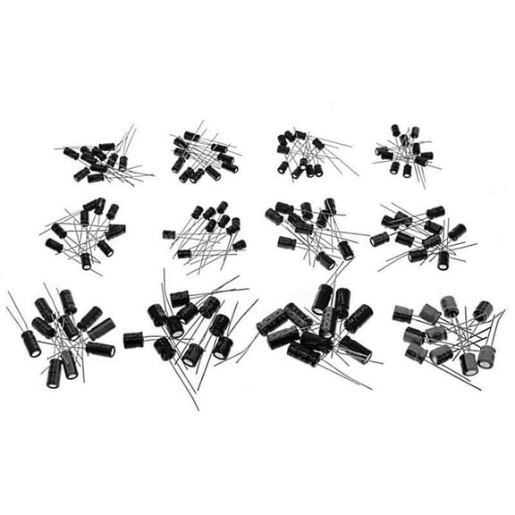 120pcs 12 Values Electrolytic Capacitor Kit 1uF-470uF 10 x of each value