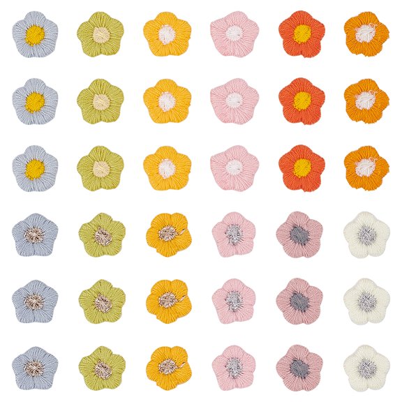 120pcs 12 colors Polyester Ornament Accessories Sewing Craft Decoration Flower Mixed color 13x2mm 10pcs/color