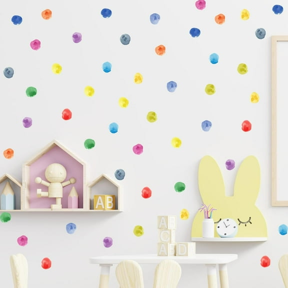 120pcs 2.2'' Colorful Polka Dots Wall Decals Nursery Watercolor Wall Stickers for Kid Baby DIY Removable Peel and Stick Wall Art Home Decor Decoration for Living Room Bedroom Playing Room