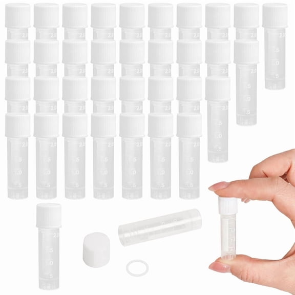 120pcs 2 Ml Plastic Vials Lab Plastic Test Tubes Graduated with Cap for Laboratory School Educational