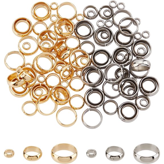 120pcs 3 Sizes Round Metal Bead Rings 2 Colors Stainless Steel Ring Spacer Beads Large Hole Circle Link Beads 5/9/12mm Donut Metal Beads Unsoldered Connector Ring for Jewelry Making DIY Cra colorful