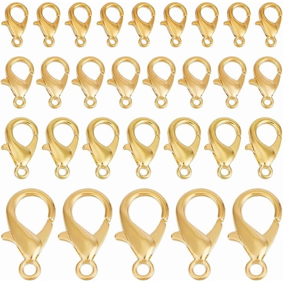 120pcs 4 Size Lobster Claw Clasps Golden Necklace Bracelet Clasps Metal Jewelry Clasp Trigger Clasp Fastener Hooks