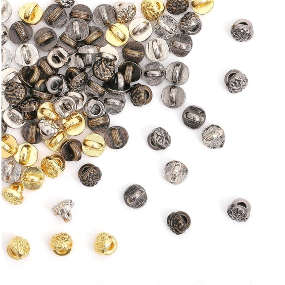 120pcs 4 colors Flat Round Mini Alloy Shank Decorative Buttons for Hand Sewing Mini Clothes 4mm Mixed color