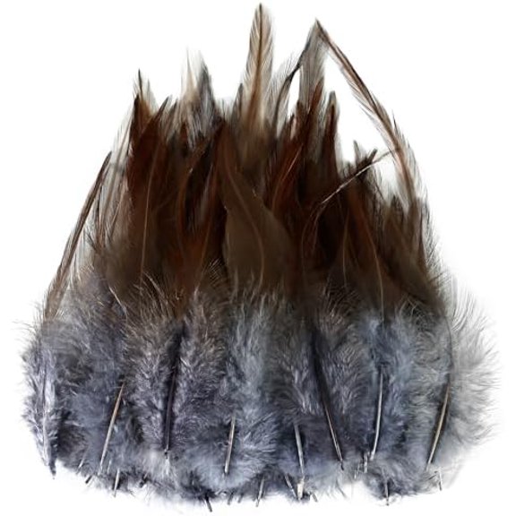 120pcs 5-7" Gray Feathers for Crafts，Saddle Hackle Feather，Rooster Feathers Bulk for Wedding Home Party, Dream Catcher Supplies and DIY Crafts(Gray)