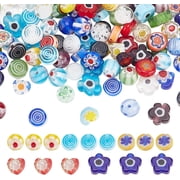 120pcs 5 Styles Handmade Millefiori Glass Beads Mixed Shapes Mixed Color 5.58x5.58x2.56mm Hole 0.51mm 24pcs/style