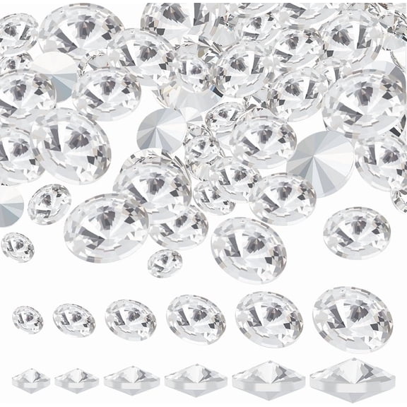 120pcs 6 style Glass Rhinestone Cabochons Pointed Back Diamond 6~16x4~8.5mm
