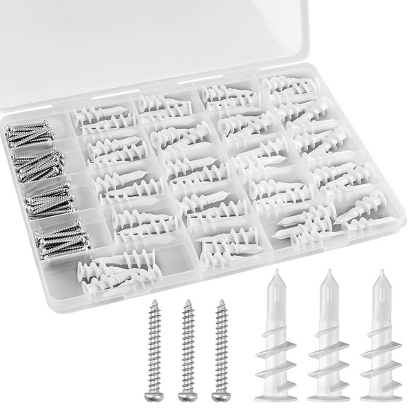 120pcs #8 Self Drilling Drywall Anchors, Premium Wall Anchors, Drywall Anchors and Screws Kit, 70lb Hanging and Mounting, 60 Self-Tapping/Threaded Plastic Sheetrock Anchors, 60#8x1-1/4 Screws