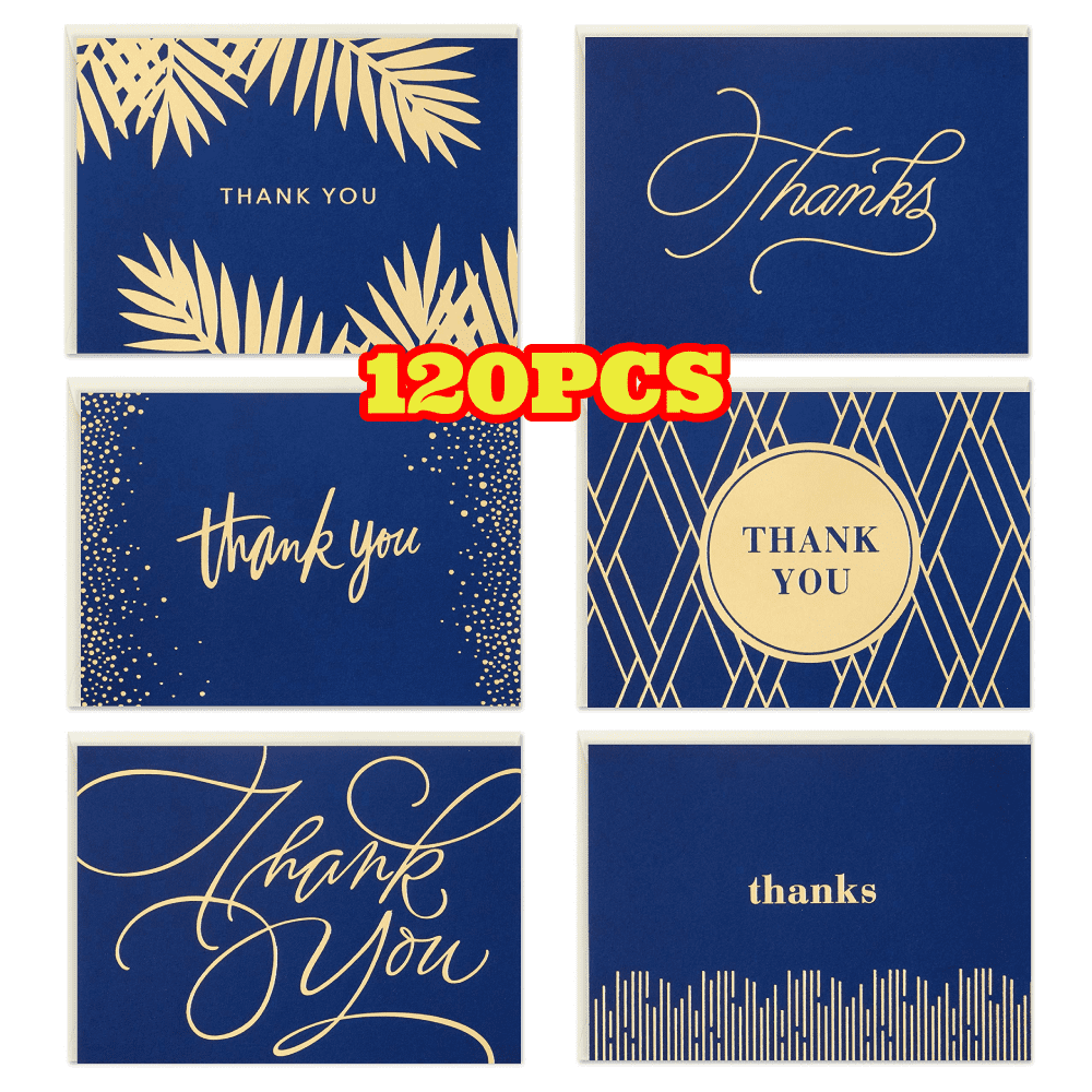 120pcs Blank Thank You Greeting Cards with Envelopes, Elegant Thank You Cards for Wedding, Business, Bridal Shower, Birthday, 5.19 x 3.75 inch