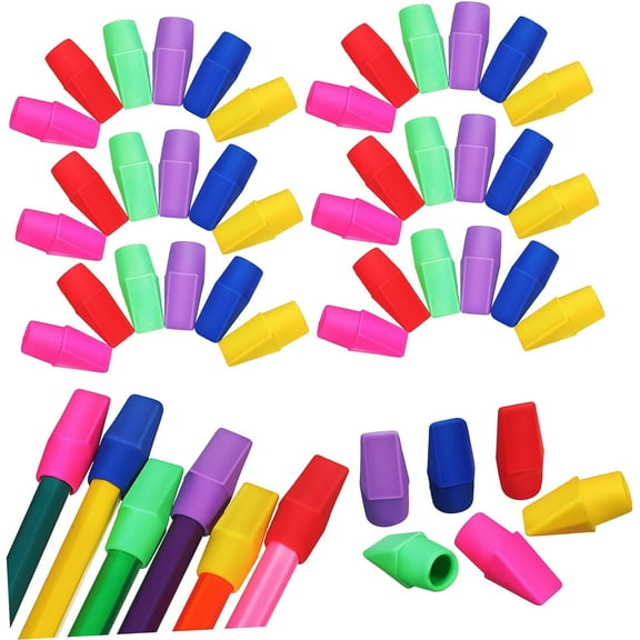120pcs Bulk Pencils Bulk Erasers Bulk Colored Pencils Pencil Erasers Colorful Eraser Caps Toppers Erasers Caps Pencil Head Replace TPR Office Eraser Set Pencil Cap Erasers