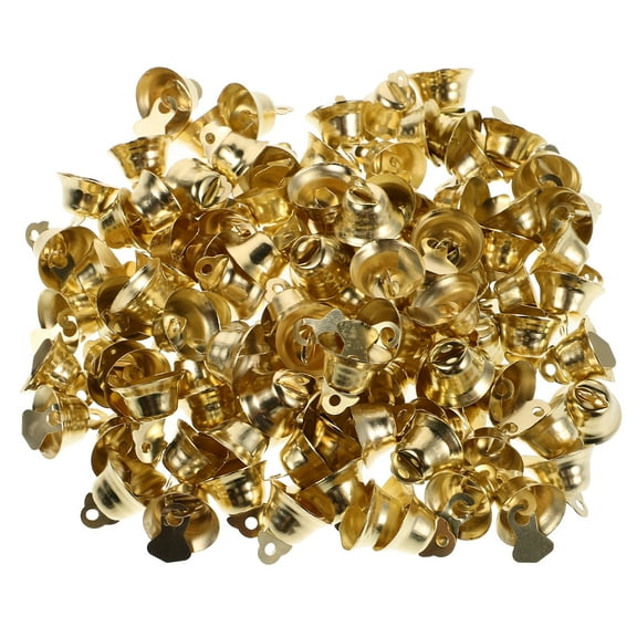 120pcs Christmas Bell Ornament Open Horn Bell Pendant Wind Chimes Bells For DIY Holiday Wreath Garland Xmas Tree Decor 14mm Golden