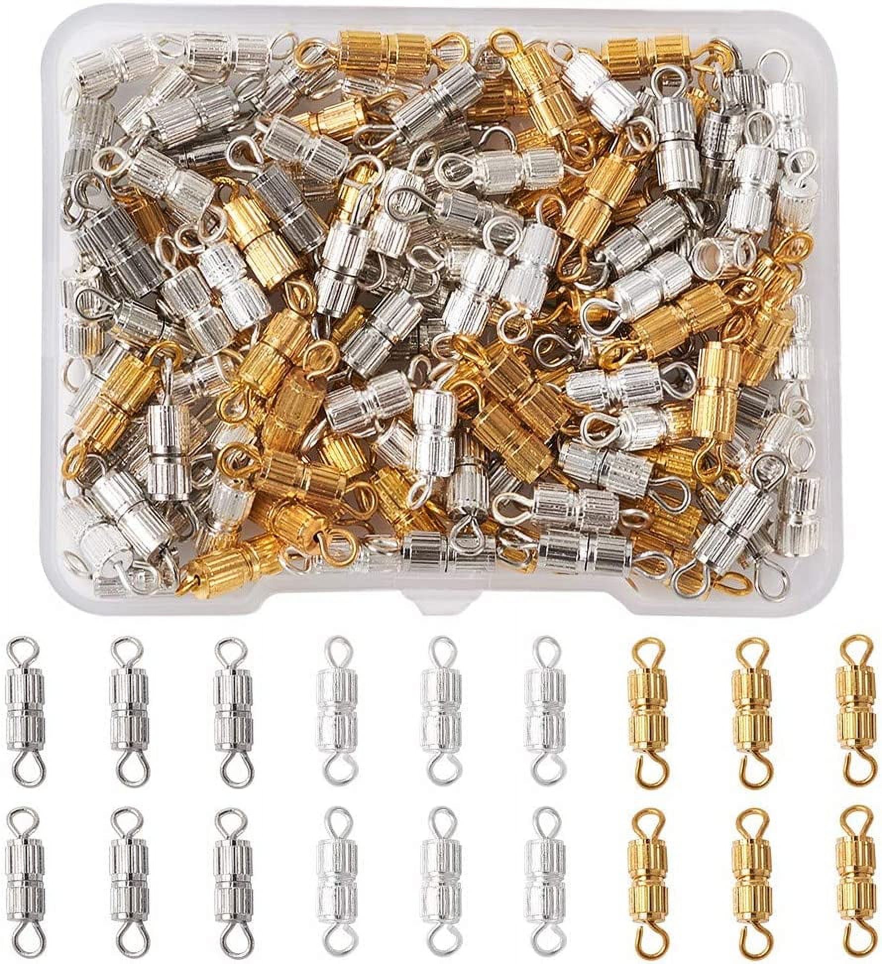 120pcs Column Tube Screw Clasps Mixed Colors Screw Type Twist End Tip Caps Connector Cord End