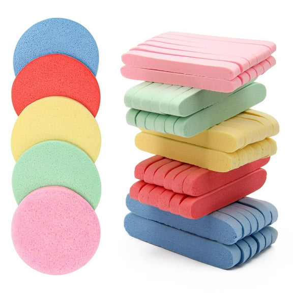 120pcs Compressed Facial Sponge, Face Cleaning Sponge Compressed Makeup Facial Sponge Round Wash Face Sponge Exfoliating Removal Sponge