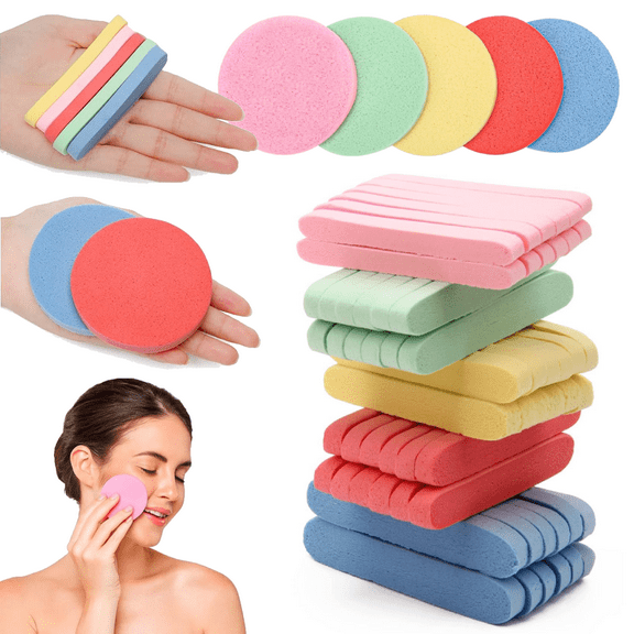120pcs Compressed Facial Sponges Makeup Blender Face Wash Sponges Beauty Applicator Wash Face Spa Pad for Cleansing Exfoliating Cream Foundation Removal