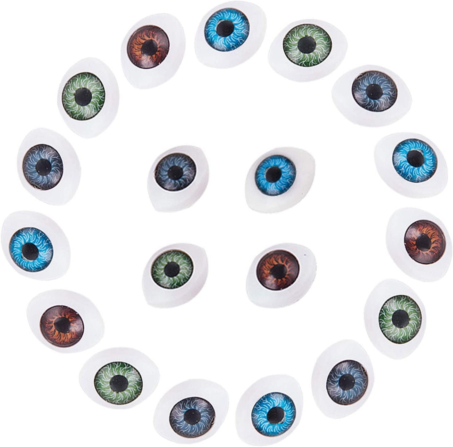 120pcs Craft Eyeballs 4 Colors Plastic Scary Eyes Hollow Half Oval Flat