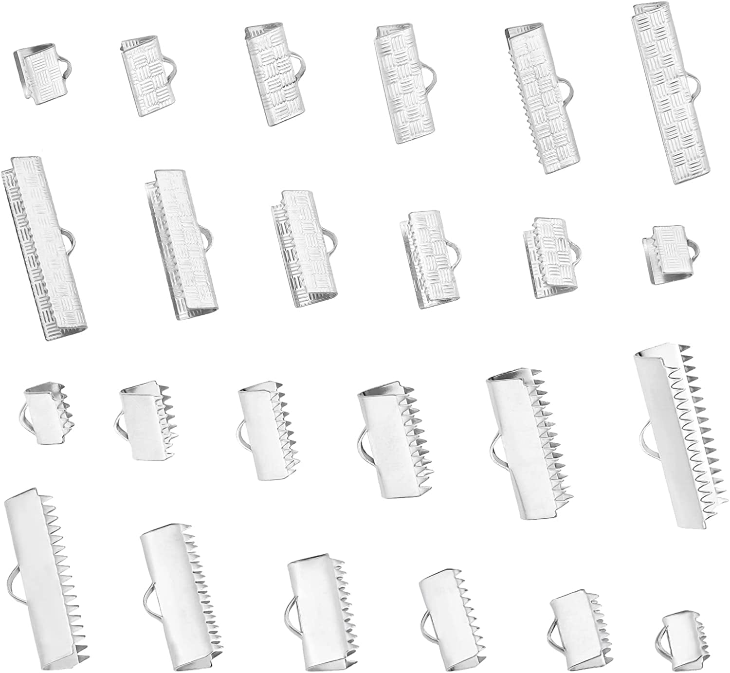 120pcs Crafts Ribbon Clamps Jewelry Clasp Stainless Steel Fasteners ...
