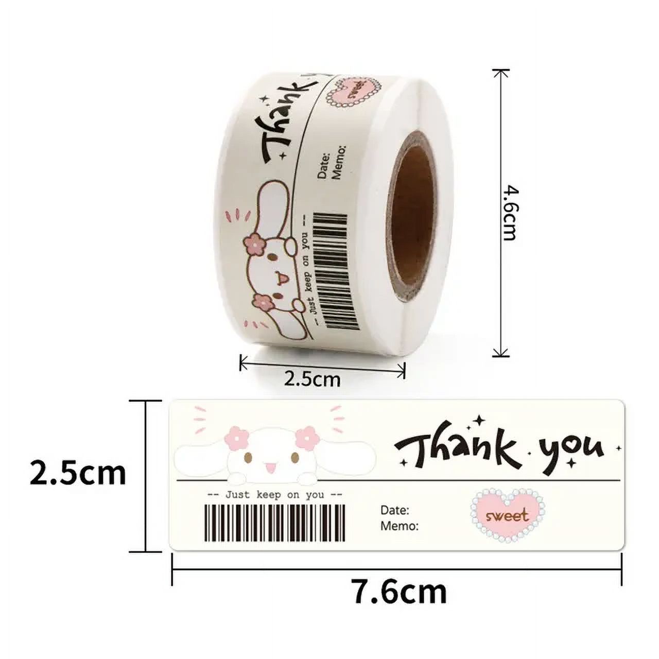 120pcs Cute Sanrio Kuromi My Melody Stickers Roll Kawaii Cartoon Thank You Sealing Labels