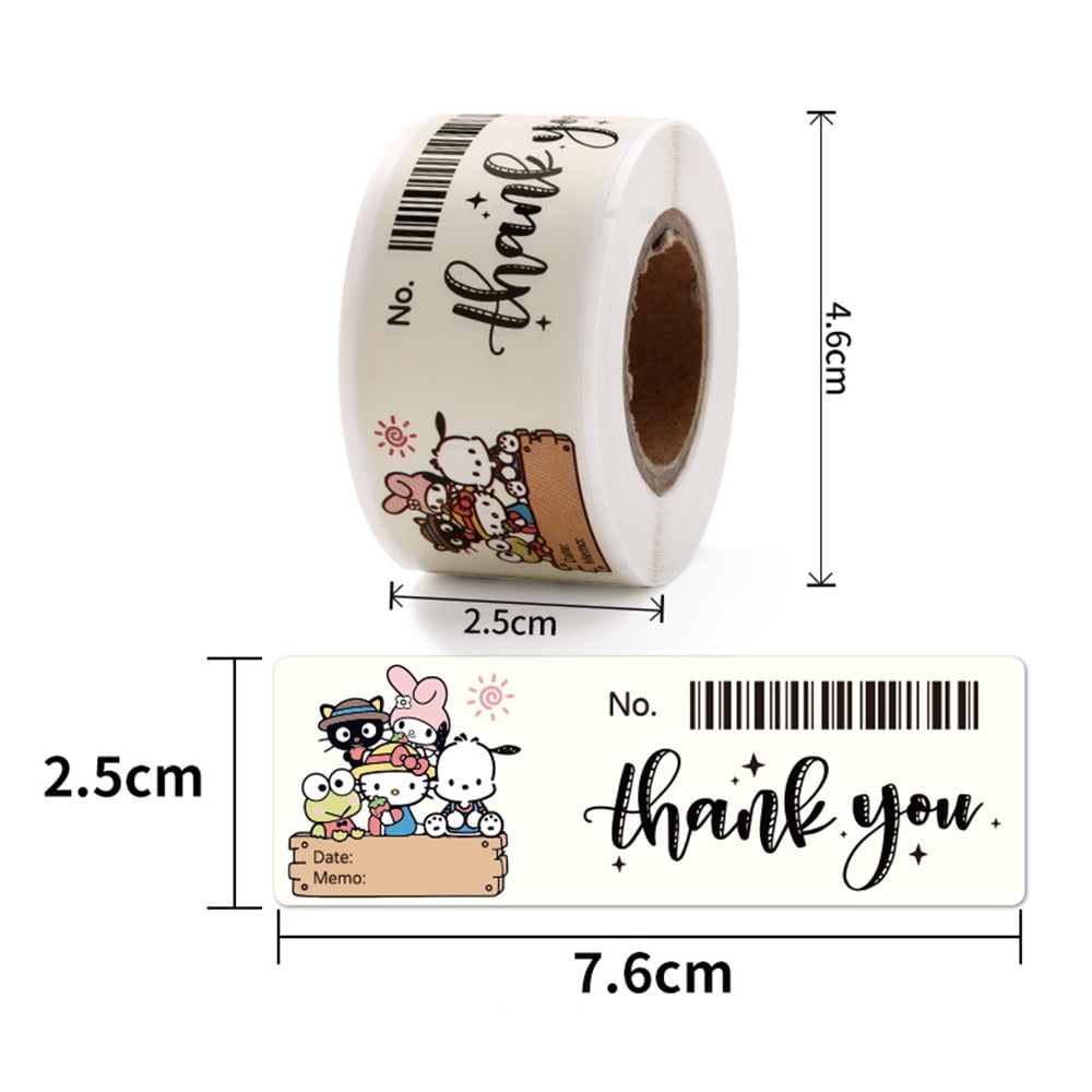120pcs Cute Sanrio Kuromi My Melody Stickers Roll Kawaii Cartoon Thank You Sealing Labels