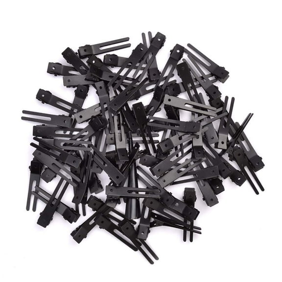 120pcs Double Prong Curl Clips, 1.8' Stainless Steel Hair Clips for Hair Bow, Great Pin Curl Clip, Hair Salon Barber (Black, 1.8 inches, 4.5 cm)