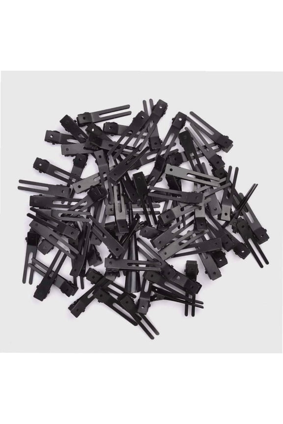 120pcs Double Prong Curl Clips, Wobe 1.8" Curl Setting Section Hair Clips Metal Alligator Clips Hairpins for Hair Bow Great Pin Curl Clip, Styling Clips for Hair Salon Barber (Black)