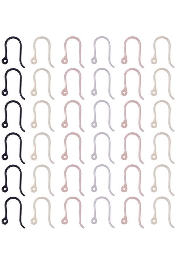 120pcs Earring Hooks 4 Color Non-Allergenic Plastic Ear Wire Hooks Earring Findings for DIY