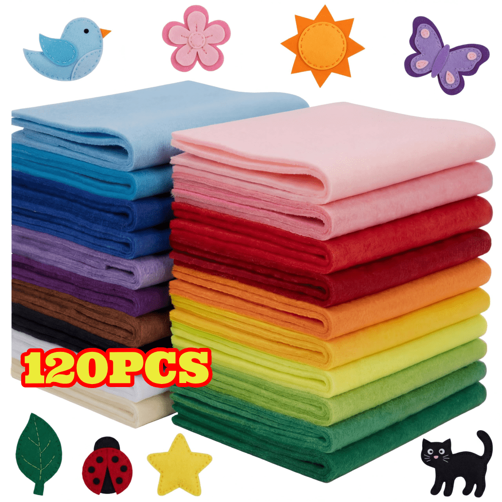 120pcs Felt Sheets Bulk, 12 x 8 inch Thick Soft Felt Fabric Sheet, 40 Assorted Colors for DIY Crafts Sewing Patchwork