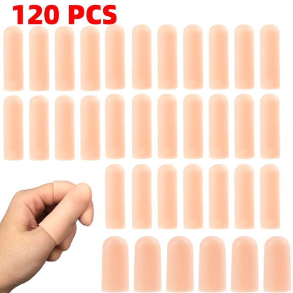 120pcs Gel Finger Cots/Covers, Silicone Finger Protector Support, Finger Caps Finger Sleeves Thumb Protector for Finger Cracking Trigger Finger Arthritis Pain Relief