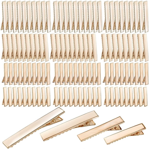 120pcs Gold Alligator Bow Clips Metal Single Prong Hair Curl Clips Flat Alligator Clips for Hair Styling Accessories or DIY Projects
