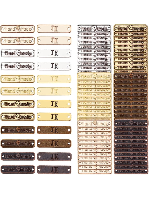120pcs Handmade Metal Tags 6 Colors Label Tag Signs Tibetan Rectangle Label Tag Signs Handmade Labels Pendant Bead Charm for DIY Crafts Gift Jewelry Making Bag Purse Sewing 10.2"