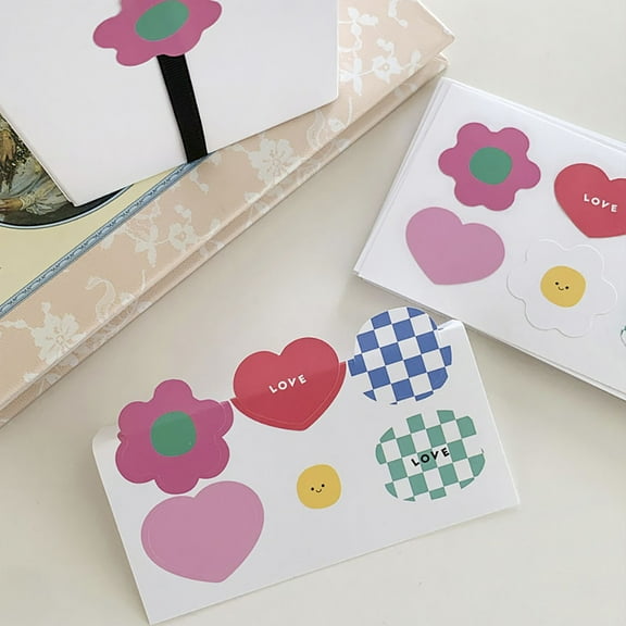 120pcs Heart Shaped Stickers 1inch Cute Flower Label for Gift bags Envelop Scrapbooking Cute Decorative Stickers