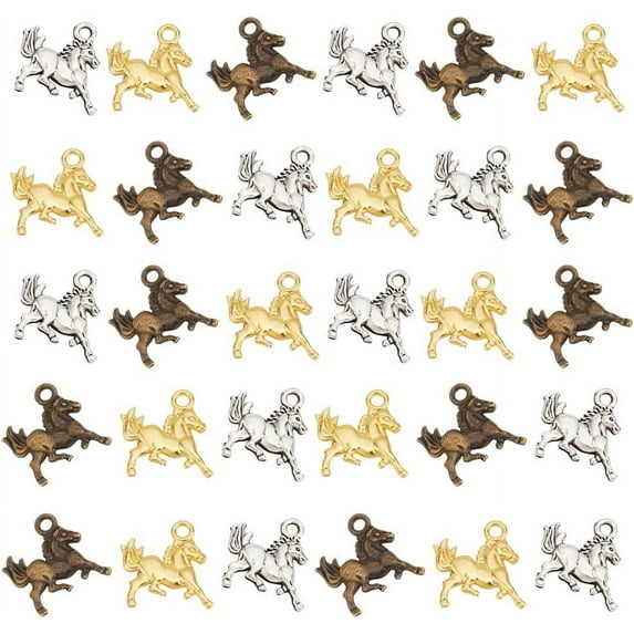 120pcs Horse Charms Pendants 3 Colors Tibetan Style Horse Alloy Animal Pendants Running Horse Charms Equestrian Horsemanship Beads Charms Crafts for DIY DIY Earrings Necklace Jewelry Making