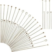 NOBRAND 120pcs Jewelry Making Pin Kit 6 Style 1 2 Inch Real 18K Gold Plated Brass Eye Pins Flat Head Pins Ball Head Pins for Necklace Bracelets Earring Dangle Charm Findings Making DIY