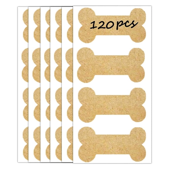 120pcs Kraft Dog Bone Labels, 2.75" x 1.5" Inches Wall Decor Dog Party Decorations Wall Stickers