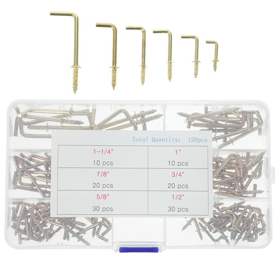 120pcs L-shaped Screw Self-tapping Screws Picture Frame Hanging Screw Hooks Metal Screws
