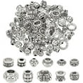 thumbnail image 1 of 120pcs Large Hole Spacers Metal Antique Silver Spacers Beads 12 Style Barrel Column Butterfly Flower Spacers Beads Tibetan Alloy Loose Beads for Bracelets Necklace Jewelry Making 5~10mm, 1 of 6