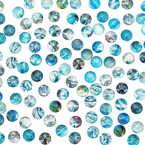 120pcs Marble Printed Glass Cabochon 12mm Half Round Cabochon Beads Dome Tiles for DIY Jewelry Making Photo Pendant Craft Earring Necklace Mixed Patterns
