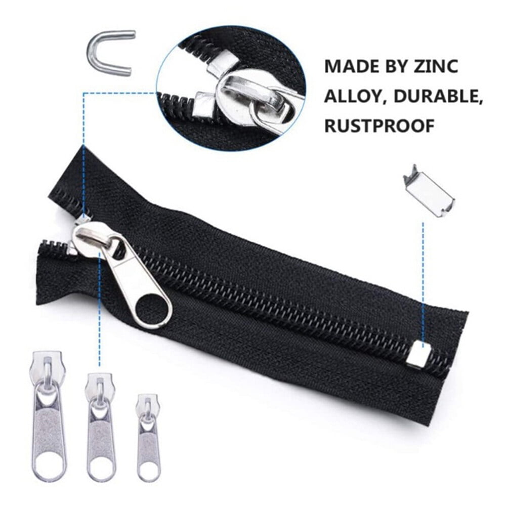 12 Pcs Zipper Pull Replacement Zipper Slider,Zipper Repair Kit 3 Sizes, Fix  Zipper Repair Kit for Repairing Coats,Jackets, Metal Plastic and Nylon Coil  Zippers 