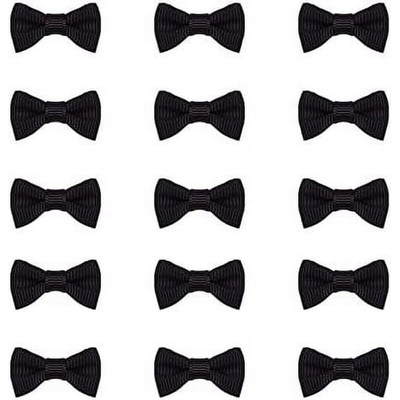 120pcs Mini Bow Tie Bows Ribbon Bows 1" Grosgrain Ribbon Bowknots Black Mini Bow Ties Embellishment Woven Hair Bows for DIY Hair Clips Pets Hair Bows