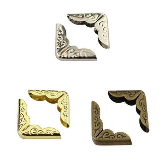 120pcs Notebook Protective Corner Photo Album Protective Corner Account Book Protection Corner Book Corner Protector Menus Folders Corner Protectors Yellow+White Nickel Color+Bronze