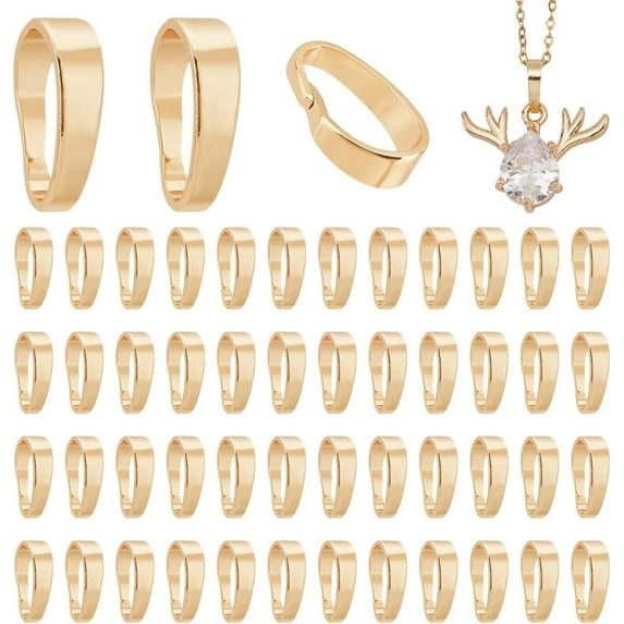 120pcs Pendant Clasp Connectors 14K Gold Plated Brass Pinch Bails Necklace Charm Clasp Golden Jewelry Clasps Snap on Bails Pendant Bails