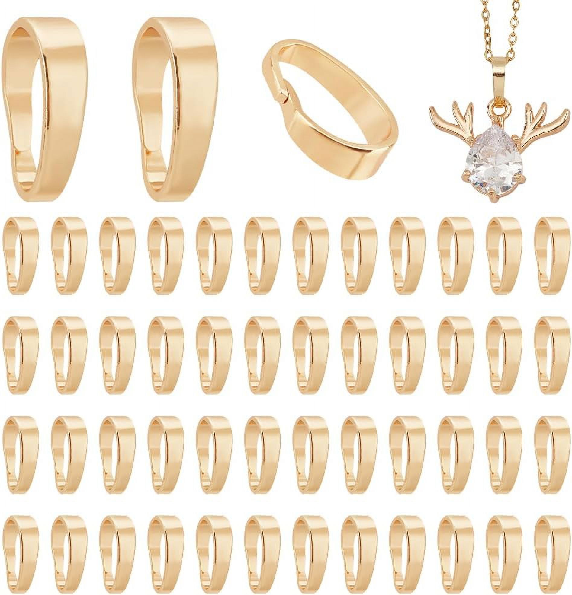 120pcs Pendant Clasp Connectors 14K Gold Plated Brass Pinch Bails