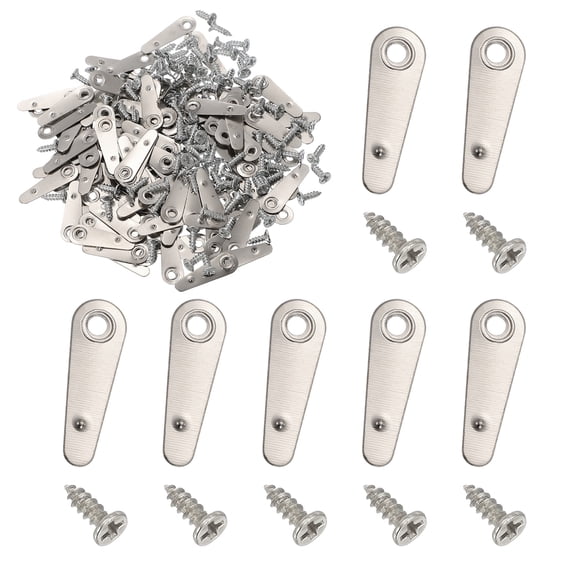 120pcs Picture Frame Backing Clips, 0.85" Photo Frame Turn Buttons Fasteners Hardware Corner Clip with 120pcs Screw for Hanging Pictures Craft Drawings, Sparkling Silver