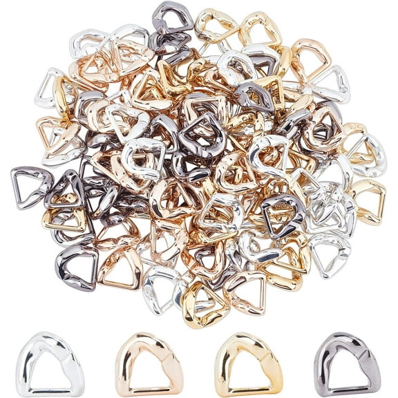 120pcs Plastic Linking Rings Triangle Shape C-Clip Hooks Chain Link 4 Metallic Plated Colors Open Twist Linking Rings for Chunky Necklace Earring Eyeglass Chain Purse Strap 26.5x28mm Making DIY