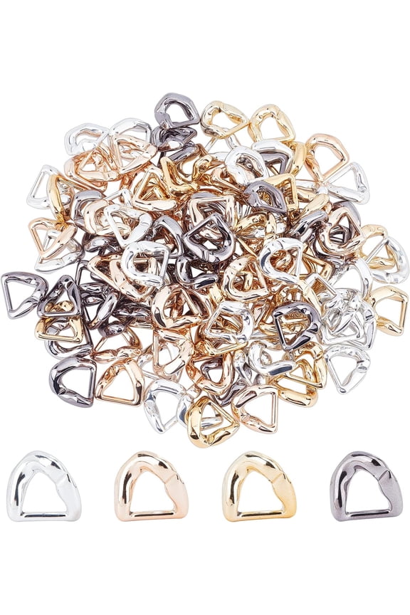 120pcs Plastic Linking Rings Triangle Shape C-Clip Hooks Chain Link 4 Metallic Plated Colors Open Twist Linking Rings for Chunky Necklace Earring Eyeglass Chain Purse Strap 26.5x28mm Mixed Color