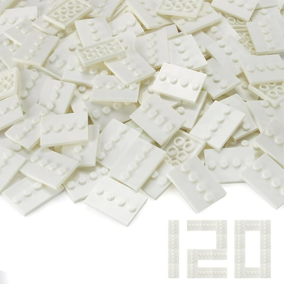 120pcs Plates Parts White Tile Modified 3x4 with 4 Studs in Center Compatible with Figure Display Base Collector Pack Set 88646