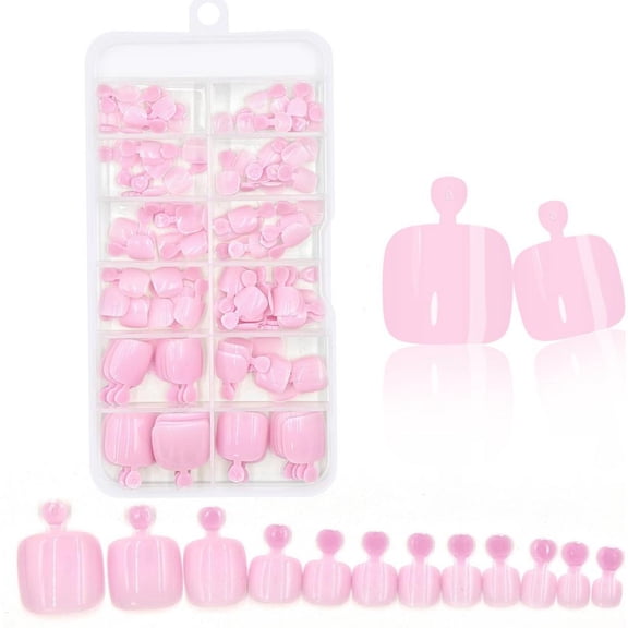 120pcs Press on Toenails For Women Short Square Fake Toe Nails Kit with Acrylic False Tabs, Full Toenails Cover Natural